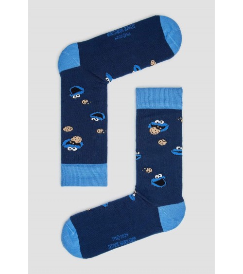 Be Sesame Street Cookie Monster - Chaussettes en coton bio Besocks jolies chausset pour homme femme fantaisie drole originales