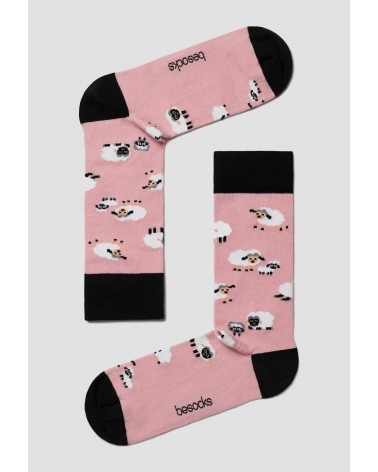 Be Sheep - Organic cotton socks - Pink Besocks funny crazy cute cool best pop socks for women men