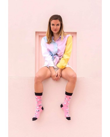 Be Sheep - Organic cotton socks - Pink Besocks funny crazy cute cool best pop socks for women men