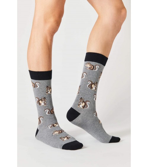 BeSquirrel - Calze in cotone bio motivo Scoiattolo Besocks calze da uomo per donna divertenti simpatici particolari