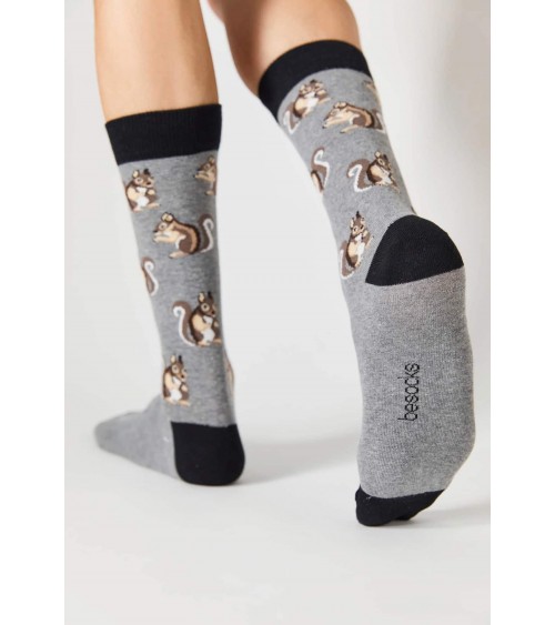 BeSquirrel - Calze in cotone bio motivo Scoiattolo Besocks calze da uomo per donna divertenti simpatici particolari