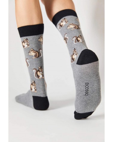 BeSquirrel - Calze in cotone bio motivo Scoiattolo Besocks calze da uomo per donna divertenti simpatici particolari