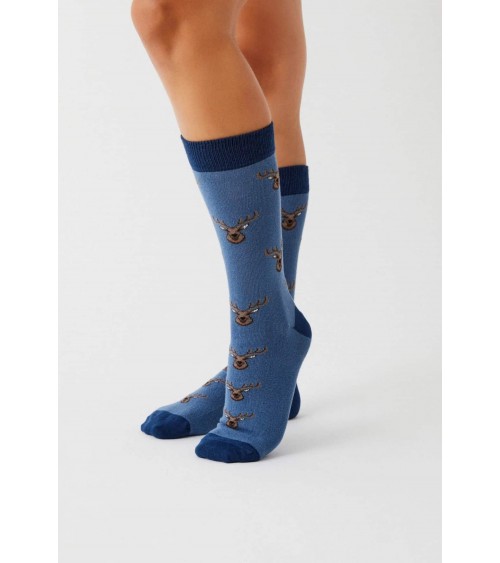 BeReindeer - Chaussettes en coton bio - Bleu Besocks jolies pour femme originales pour homme chausset rigolotes drole Suisse