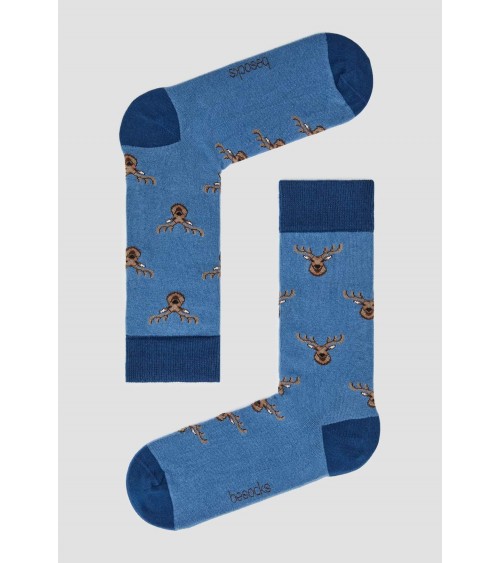 BeReindeer - Organic cotton socks - Blue Besocks funny crazy cute cool best pop socks for women men