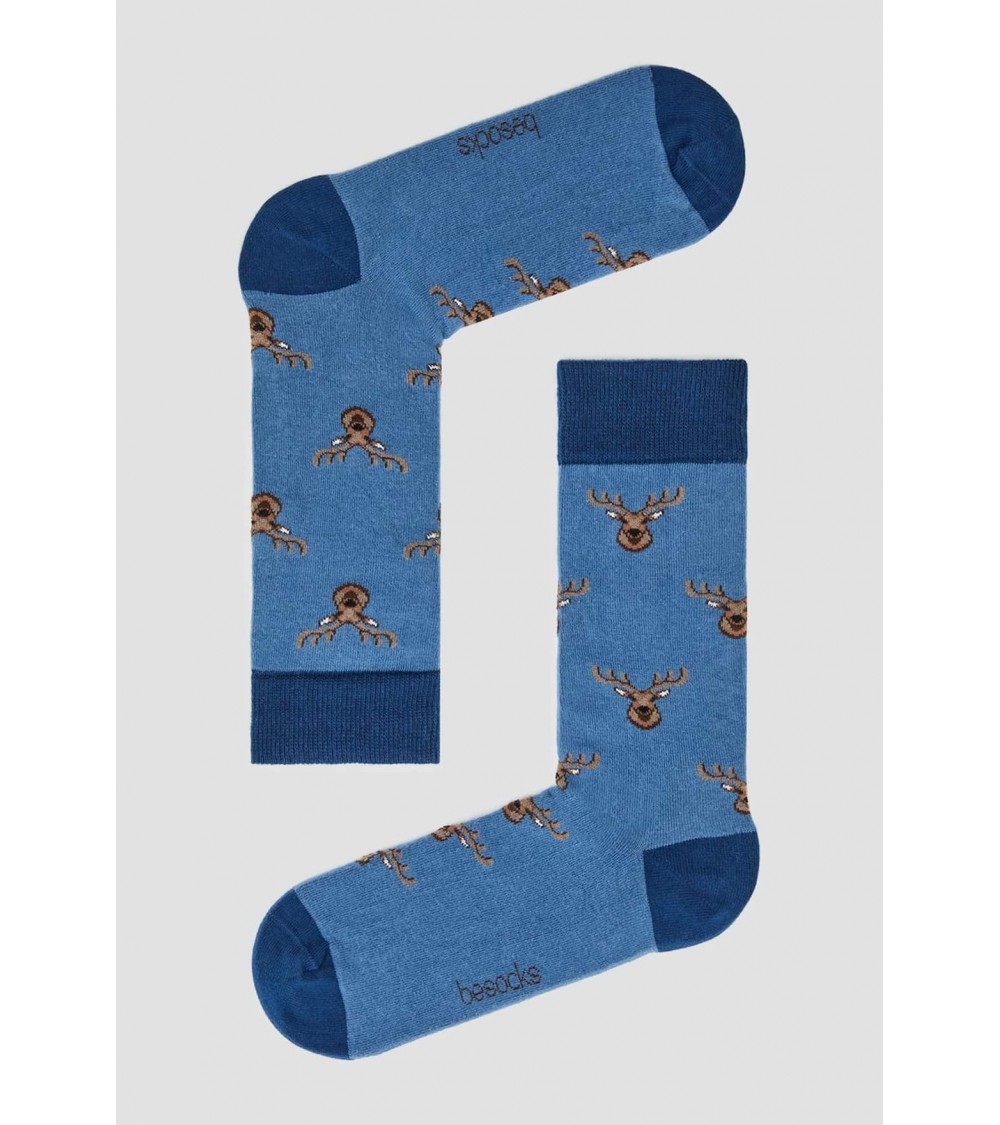 BeReindeer - Calze in cotone bio - Blu Besocks calze da uomo per donna divertenti simpatici particolari