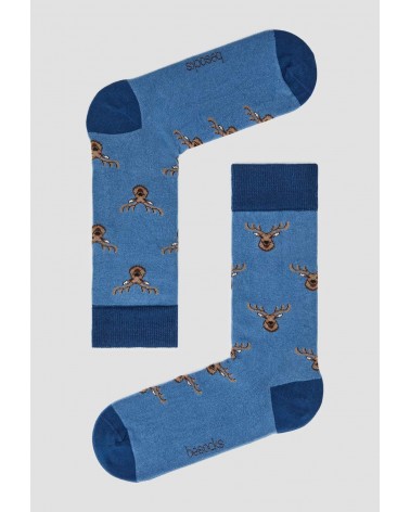 BeReindeer - Calze in cotone bio - Blu Besocks calze da uomo per donna divertenti simpatici particolari