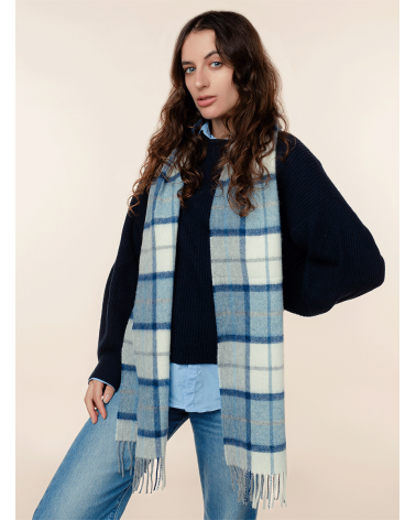 Winchester Sky - blue and white Merino wool scarf Bronte by Moon scarves man mens women ladies male neck winter scarf