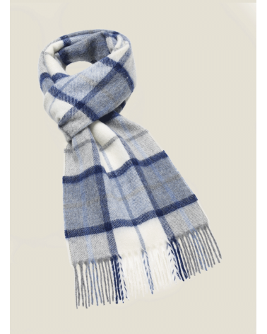 Winchester Sky - blue and white Merino wool scarf Bronte by Moon scarves man mens women ladies male neck winter scarf