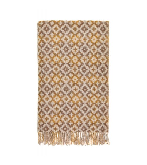 Plaid Dartmouth Gold - Couverture en laine Bronte by Moon anglaise plaid tartan ecossais 100 laine highland