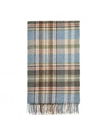 Plaid GLEN COE Aqua - Couverture pure laine vierge Bronte by Moon anglaise plaid tartan ecossais 100 laine highland