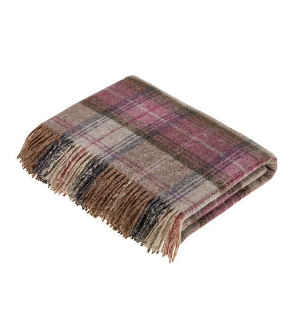 Plaid STROUD HEATHER - Couverture pure laine vierge Bronte by Moon anglaise plaid tartan ecossais 100 laine highland