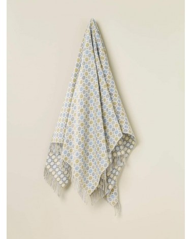 Plaid MILAN Bleu - Couverture en laine mérinos Bronte by Moon plaide pour canapé de lit cocooning chaud