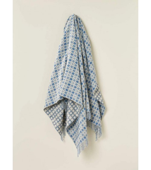 Plaid bleu MILAN Aqua - couverture bleue en laine mérinos Bronte by Moon plaide pour canapé de lit cocooning chaud