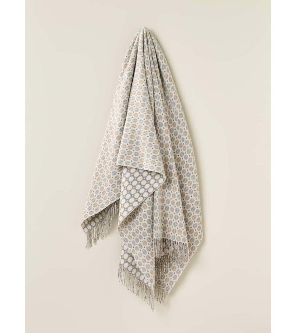 Plaid beige MILAN Natural - Couverture en laine mérinos Bronte by Moon anglaise plaid tartan ecossais 100 laine highland