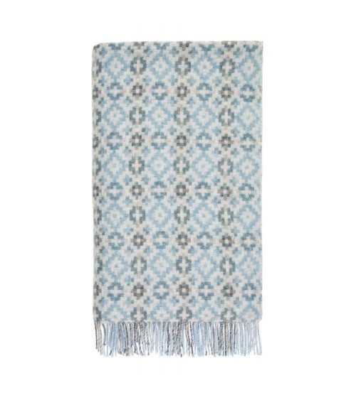 Plaid Dartmouth Bleu - Couverture en pure laine vierge Bronte by Moon plaide pour canapé de lit cocooning chaud