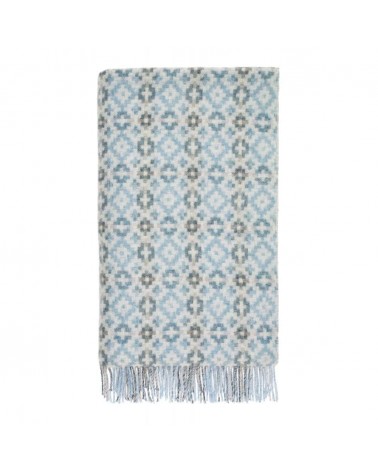 Plaid Dartmouth Bleu - Couverture en pure laine vierge Bronte by Moon plaide pour canapé de lit cocooning chaud