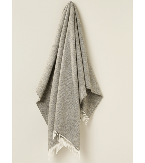 HERRINGBONE Vintage Grey - Pure new wool blanket Bronte by Moon warm cozy soft sofa throw blanket picnic throws and blankets