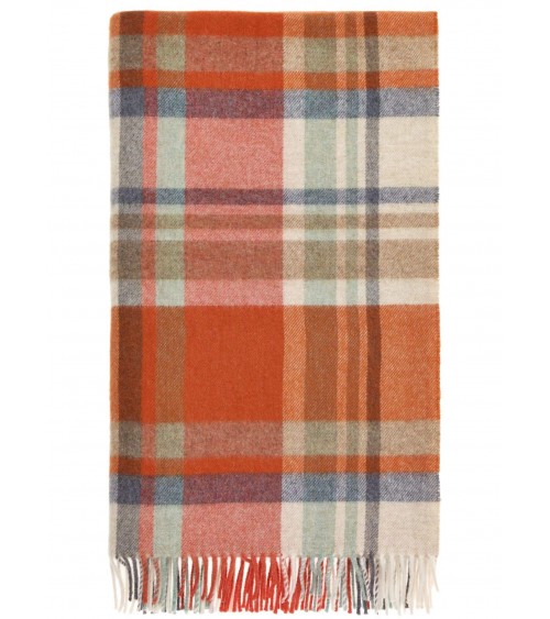 Plaid Portree Orange - Couverture en laine mérinos Bronte by Moon un plaid cocooning couverture chaude douce plaide lit