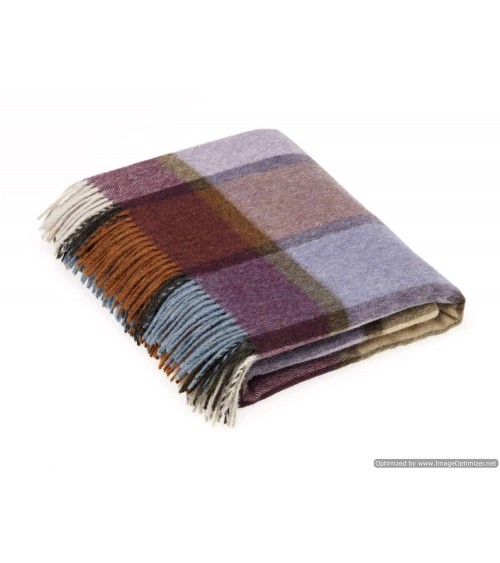 Plaid Block Windowpane Damson - Couverture en laine mérinos Bronte by Moon un plaid cocooning couverture chaude douce plaide lit