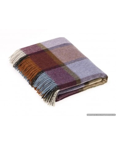 Block Windowpane Damson - Merino wool blanket Bronte by Moon warm cozy soft sofa throw blanket picnic throws and blankets