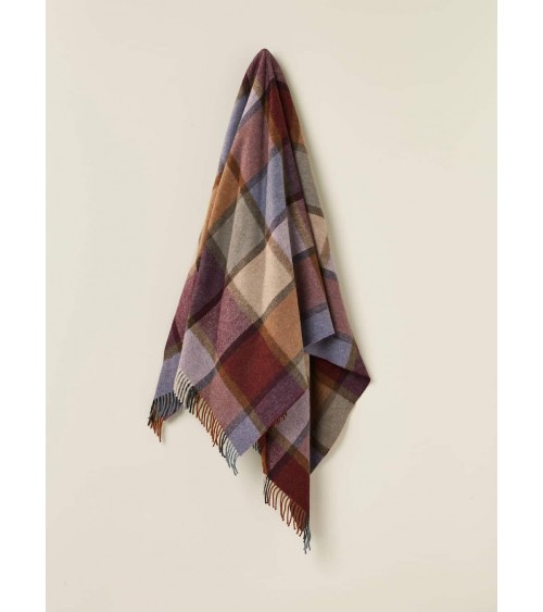 Plaid Block Windowpane Damson - Couverture en laine mérinos Bronte by Moon anglaise plaid tartan ecossais 100 laine highland