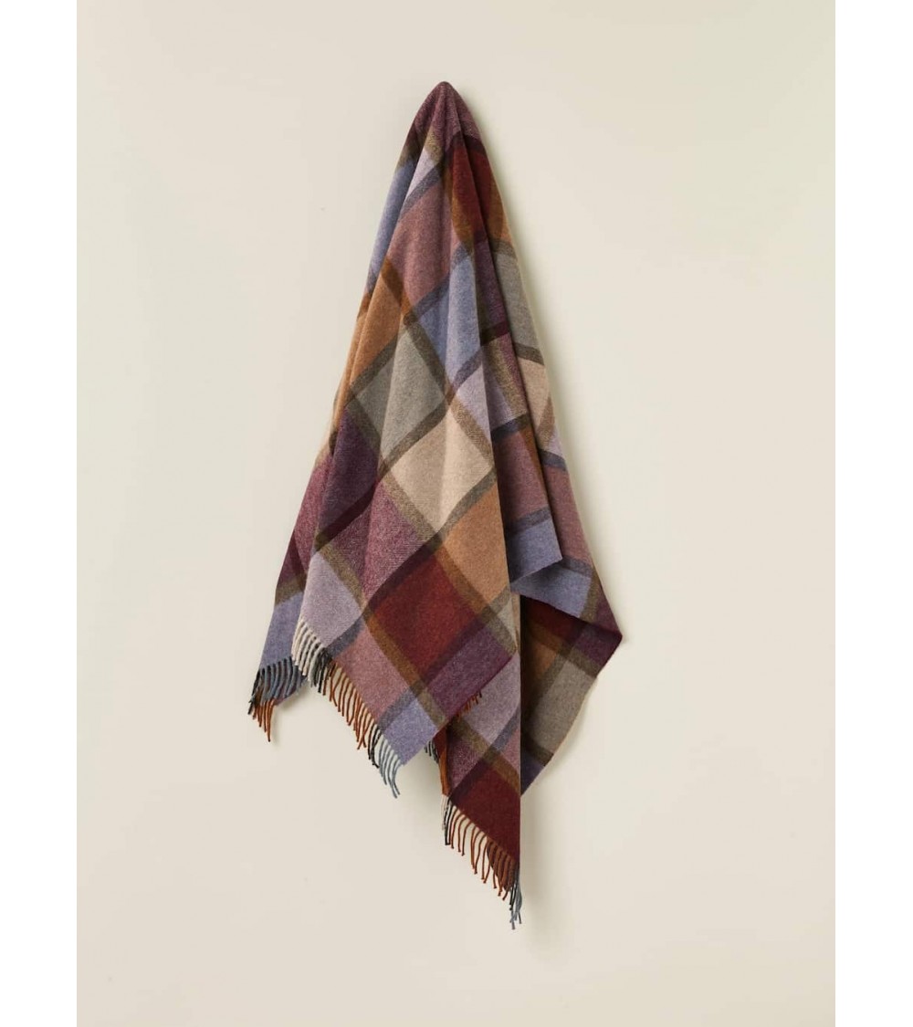 Plaid Block Windowpane Damson - Couverture en laine mérinos Bronte by Moon anglaise plaid tartan ecossais 100 laine highland
