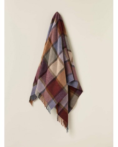 Plaid Block Windowpane Damson - Couverture en laine mérinos Bronte by Moon anglaise plaid tartan ecossais 100 laine highland