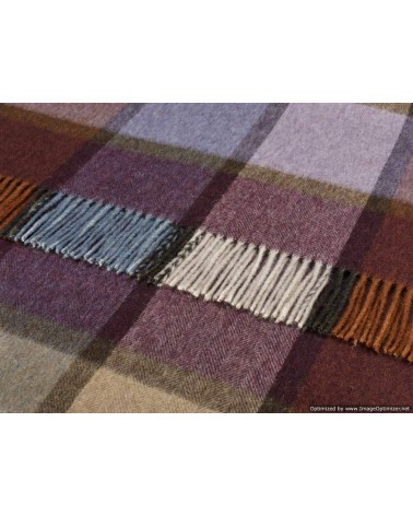 Block Windowpane Damson - Merino wool blanket Bronte by Moon warm cozy soft sofa throw blanket picnic throws and blankets