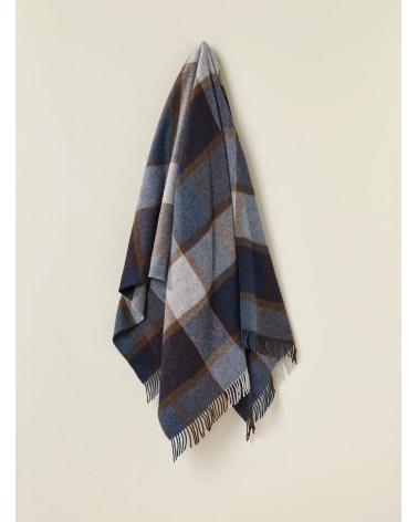 Block Windowpane Blue - Merino wool blanket Bronte by Moon warm cozy soft sofa throw blanket picnic throws and blankets