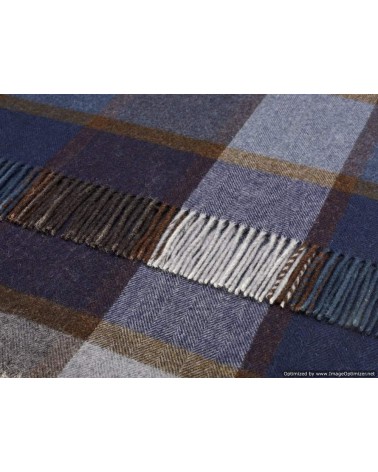 Block Windowpane Blue - Merino wool blanket Bronte by Moon best for sofa throw warm cozy soft