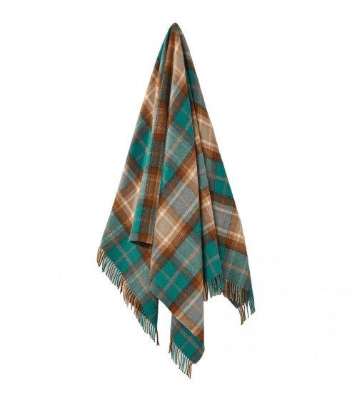 Plaid Winterton vert jade - couverture en laine mérinos Bronte by Moon anglaise plaid tartan ecossais 100 laine highland