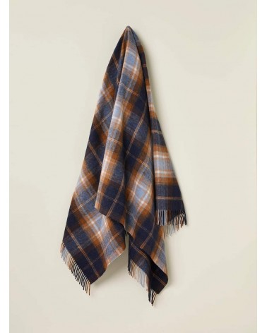 Plaid Winterton Bleu marine - couverture en laine mérinos Bronte by Moon anglaise plaid tartan ecossais 100 laine highland