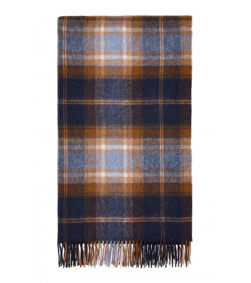 Plaid Winterton Bleu marine - couverture en laine mérinos Bronte by Moon anglaise plaid tartan ecossais 100 laine highland