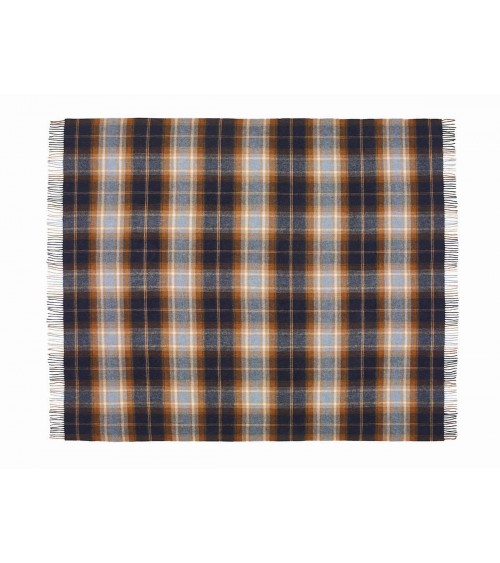 Plaid Winterton Bleu marine - couverture en laine mérinos Bronte by Moon anglaise plaid tartan ecossais 100 laine highland