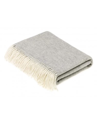 Plaid HERRINGBONE Gris - Couverture en laine mérinos Bronte by Moon un plaid cocooning couverture chaude douce plaide lit