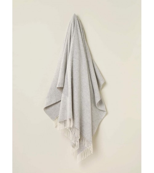 Plaid HERRINGBONE Gris - Couverture en laine mérinos Bronte by Moon un plaid cocooning couverture chaude douce plaide lit