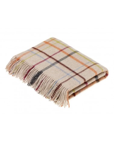 Plaid Variable WINDOWPANE Beige / Multi - Couverture en laine Bronte by Moon un plaid cocooning couverture chaude douce plaid...