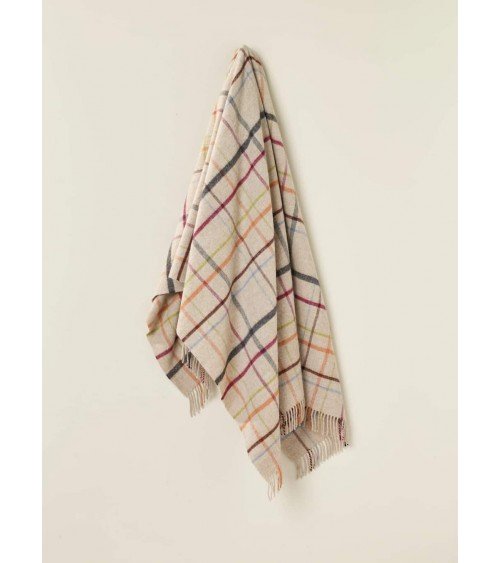 Plaid Variable WINDOWPANE Beige / Multi - Couverture en laine Bronte by Moon anglaise plaid tartan ecossais 100 laine highland