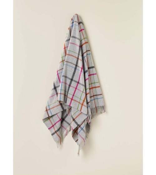 Variable WINDOWPANE Grey / Multi - Plaid en laine mérinos Bronte by Moon anglaise plaid tartan ecossais 100 laine highland