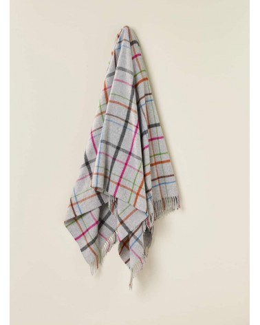 Variable WINDOWPANE Grey / Multi - Plaid en laine mérinos Bronte by Moon anglaise plaid tartan ecossais 100 laine highland