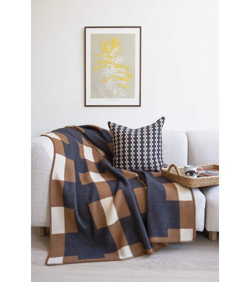 MARTA Marrone - Coperta di lana Brita Sweden plaid per divano in lana coperta morbida letto matrimoniale plaides 100 lana