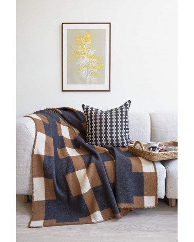 MARTA Marrone - Coperta di lana Brita Sweden plaid per divano in lana coperta morbida letto matrimoniale plaides 100 lana