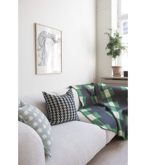 MARTA Vert - Couverture en laine Brita Sweden plaide pour canapé de lit cocooning chaud