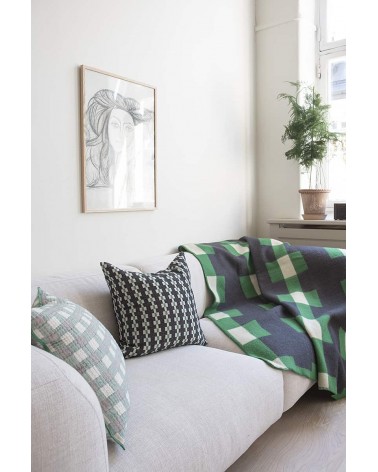 MARTA Vert - Couverture en laine Brita Sweden un plaid cocooning couverture chaude douce plaide lit