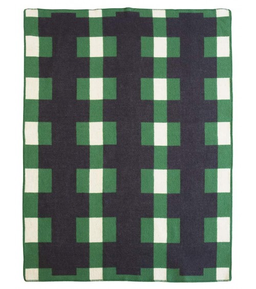 MARTA Vert - Couverture en laine Brita Sweden un plaid cocooning couverture chaude douce plaide lit