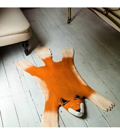 Finlay - Fox rug - Wool animal rug Sew Heart Felt animal rugs for nursery animal rug for living room kids