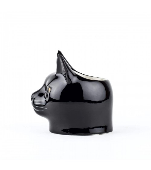 Lucky - Black Cat - Eggcup Quail Ceramics cute egg cup holder