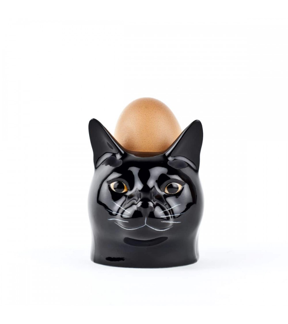 Lucky - Black Cat - Eggcup Quail Ceramics cute egg cup holder