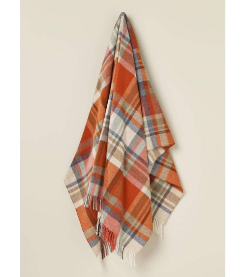 Plaid Portree Orange - Couverture en laine mérinos Bronte by Moon anglaise plaid tartan ecossais 100 laine highland