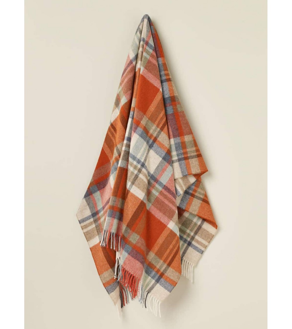 Portree Orange - Merino wool blanket Bronte by Moon best for sofa throw warm cozy soft